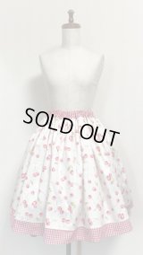ハンドメイドギャザースカート【チェリー柄・55c丈】