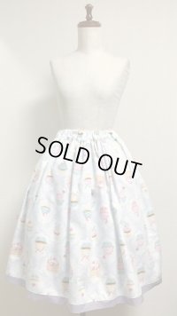 ハンドメイドギャザースカート【スイーツ柄・60c丈】