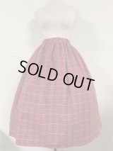ハンドメイドギャザースカート【赤タータンチェック・73c丈】