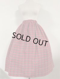 ハンドメイドギャザースカート【赤タータンチェック・73c丈】