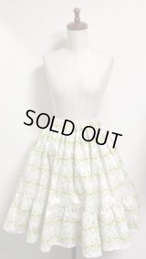 ハンドメイド２段ティアードスカート【ネコ柄・ミント系・54ｃｍ丈・2010183】