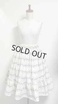 ハンドメイド２段ティアードスカート【ネコ柄・ピンク系・62ｃｍ丈・2010181】