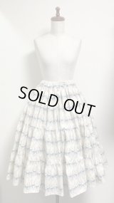 ハンドメイド３段ティアードスカート【ネコ柄・ピンク系・66ｃｍ丈・2010182】