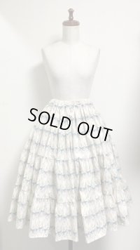 ハンドメイド３段ティアードスカート【ネコ柄・ピンク系・66ｃｍ丈・2010182】