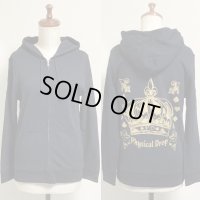【30％オフ】王冠プリント・ジップパーカー【黒】