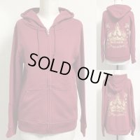 【30％オフ】王冠プリント・ジップパーカー【バーガンディ】