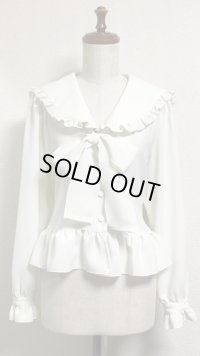 【30％オフ】セーラーオーバーブラウス【オフ白】
