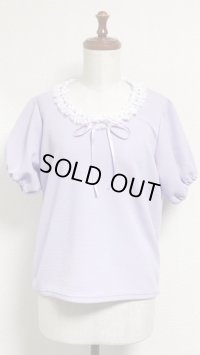 【Sale30％オフ】はしごレースカットソー【ラベンダー×白レース】