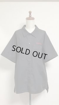 【Sale30％オフ】ボーイフレンドワークシャツ【黒×赤ステッチ】