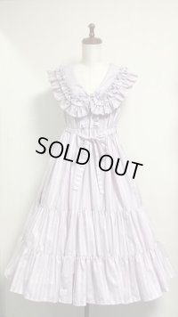 【Sale30％オフ】衿付きティアードJSK【ラベンダーストライプ】