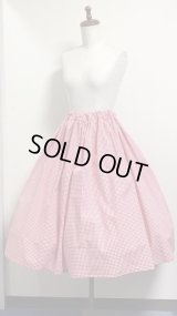 ハンドメイドギャザースカート【ギンガムチェック赤・67ｃ丈】