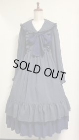 【Sale50％オフ】長袖クラシカルセーラーワンピース【ネイビー】