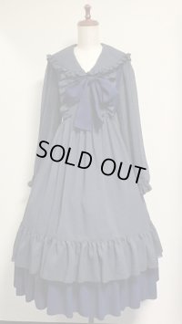 【Sale50％オフ】長袖クラシカルセーラーワンピース【ネイビー】