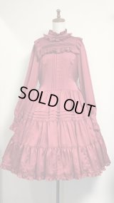 小公女ドレス長袖ジャストウエスト【ボルドー】