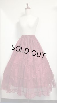 【Sale50％オフ】レースロマンチカスカート（ロング丈）【ボルドー】