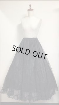 【Sale50％オフ】レースロマンチカスカート（ロング丈）【ブラック】