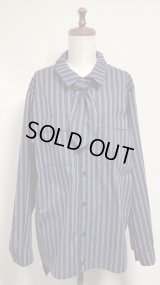 【Sale50％オフ】長袖ボーイフレンドワークシャツ・タイ付き【ストライプ】