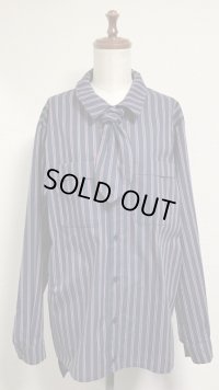【Sale50％オフ】長袖ボーイフレンドワークシャツ・タイ付き【ストライプ】