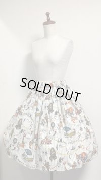 ハンドメイドギャザースカート【サーカス柄・54丈】