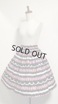 ハンドメイドギャザースカート【マカロン柄・56丈】