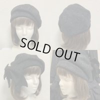 【Sale50％オフ】レディツイードベレー帽【黒】