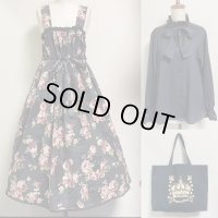 【お年賀セット】ブラウス・JSK・バッグセット【ねこ黒系】