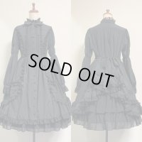 【ラスト１点！】【ドレス＋ペチコート】アンティークドールドレスセット【黒×黒フリル】