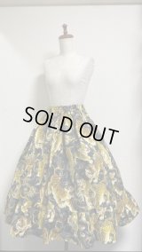 ハンドメイドギャザー2段ティアードスカート【とら柄・黒系・70丈】