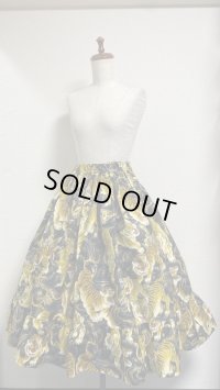 ハンドメイドギャザー2段ティアードスカート【とら柄・黒系・70丈】