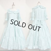 【SALE30％オフ】衿付きティアードOP半袖【水玉ミントグリーン】
