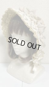 ストローボンネット【生成×白レース】