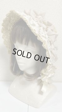 ストローボンネット【生成×白レース】