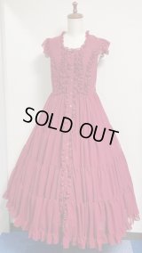 【SALE50％オフ】4段ティアードワンピース【ボルドー】
