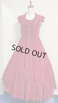 【SALE50％オフ】4段ティアードワンピース【ボルドー】