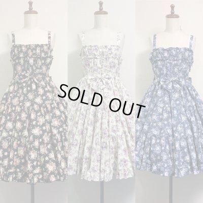 画像13: 胸ギャザージャンパースカート【花柄ブルー】