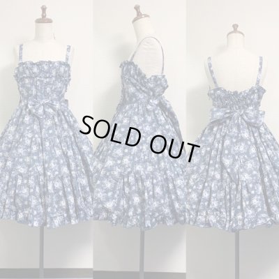 画像7: 胸ギャザージャンパースカート【花柄ブルー】
