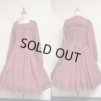 スクエアタックセーラーワンピース【ボルドー×黒ライン】