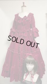 シャーリングドレス・ヘッドドレスセット【ボルドー】