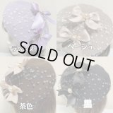 リボンブローチ付チュールベレー帽