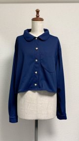 【50％オフ】ハートポケットニットブラウス【紺色】