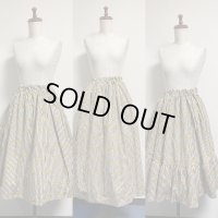 12ハンドメイドスカート【ストライプブーケ柄茶系】