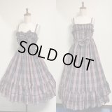 胸ギャザージャンパースカート【黒系チェック2丈】