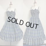 胸ギャザージャンパースカート【紺系チェック・2丈】