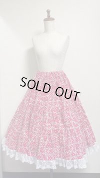8ハンドメイド3段ティアードスカート【リボン柄・64cm丈】