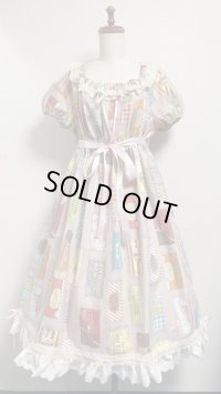 デイリーシャーリングワンピース【チョコ柄・ピンク系・105cm丈】
