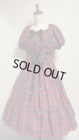 デイリーシャーリングワンピース【赤チェック・105cm丈】