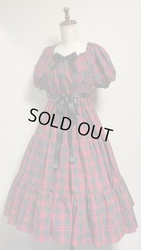 デイリーシャーリングワンピース【赤チェック・105cm丈】