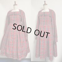 スクエアセーラーコートワンピース【赤チェック】