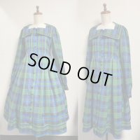 スクエアセーラーコートワンピース【緑チェック】