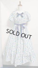 1デイリーシャーリングワンピース【ティーカップ柄オフ白系・110cm丈】